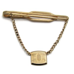 Art Deco Style Tie Chain Gold Tone Tie Bar Vintage Steampunk Tie Bar Men&#39;s Jewelry