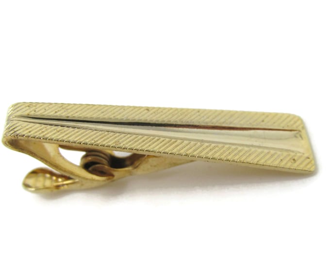 Diagonal Grooves Tapered Body Tie Clip Tie Bar: Vintage Gold Tone - Stand Out from the Crowd with Class
