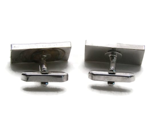 Mirrored Line Design Rectangle Cuff Links Men's J… - image 2
