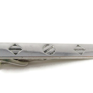 Shapes Striped Tie Clip Bar Silver Tone Vintage Men&#39;s Jewelry Nice Design