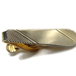 Diagonal Line Tapered Design Tie Clip Tie Bar Men's Jewelry Gold Tone