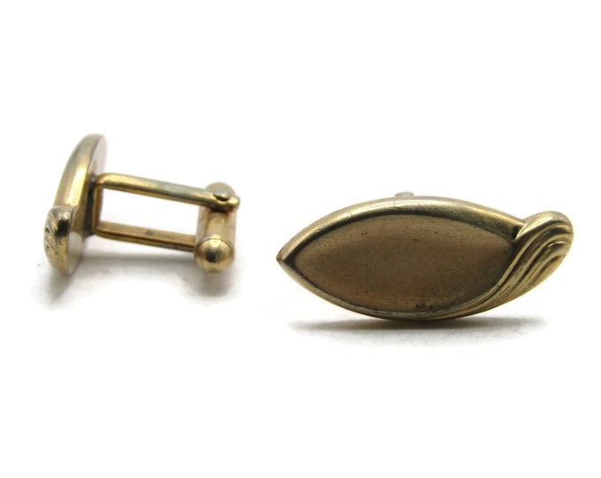 Oval Motif Design Cuff Links Gold Tone Men's Jewelry