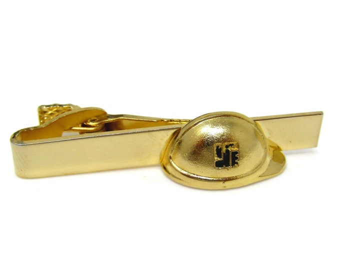 Logo Hard Hat Helmet Tie Clip Men's Vintage Tie Bar Gold Tone