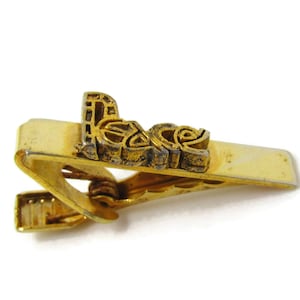 Peace Tie Clip Men&#39;s Vintage Tie Bar Gold Tone