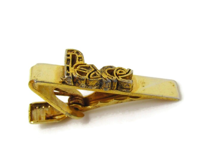 Peace Tie Clip Men's Vintage Tie Bar Gold Tone