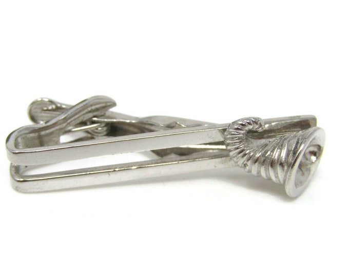 Cornucopia Tie Clip Bar Silver Tone Vintage Men's Jewelry Nice Design