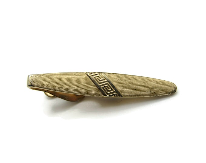 Textured Gold Tone Tie Clip Diagonal Patterned Center Tie Bar Men's Jewelry