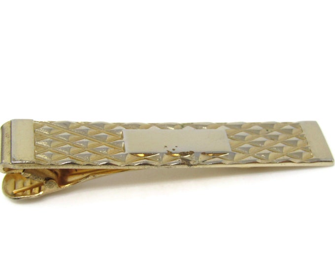 Diamond Texture Tie Clip Bar Gold Tone Vintage Men's Jewelry Nice Design