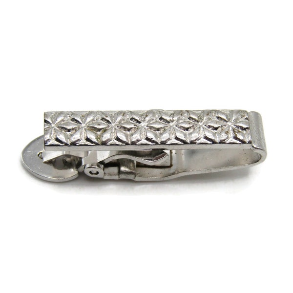 Textured Pattern Etched Modernist Industrial Silver Design Tone Tie Bar Tie Clip Men's Jewelry