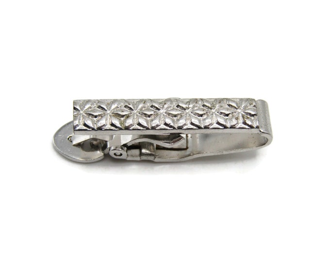 Textured Pattern Etched Modernist Industrial Silver Design Tone Tie Bar Tie Clip Men's Jewelry