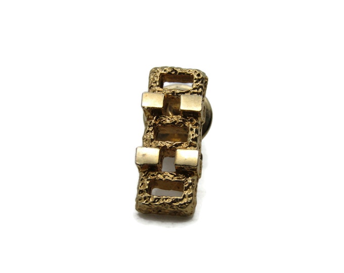 Chain Pattern Rectangle Tie Pin Men's Jewelry Gold Tone