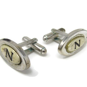 Letter N Initial Cufflinks for Men: Vintage Silver Tone - Stand Out from the Crowd with Class