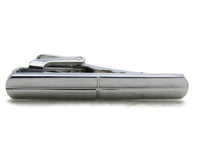 Crossed Center Design Tie Bar Snooth Finish Silver Tone Classic Tie Clip Men's Jewelry