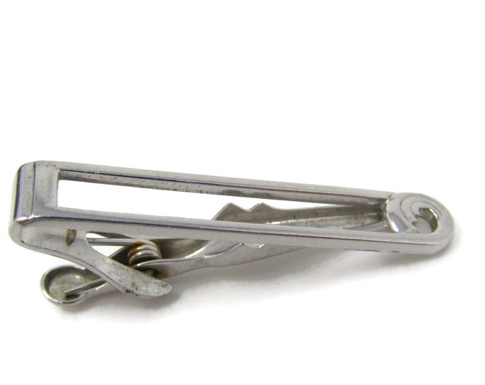Ocean Wave Curl Tie Bar Clip Silver Tone Stand Out w/ Style Fit In with Class