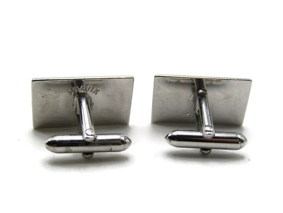 Rectangle Decorative Line Pattern Cuff Links Men'… - image 2