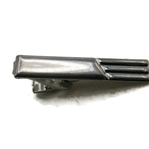 Lined Edge Design Tie Clip Classic Tie Bar Men's Jewelry Silver Tone