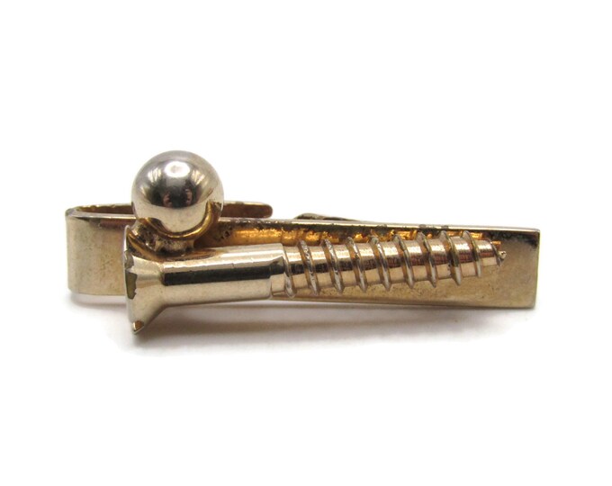 Screw and Ball Handyman Gift Gold Tone Tie Bar Tie Clip Men's Jewelry