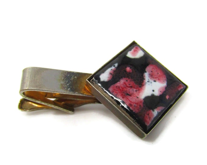 Glass Art Tie Clip Tie Bar: Vintage Gold Tone - Stand Out from the Crowd with Class