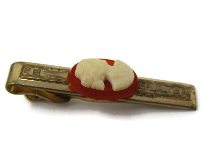 Vintage Tie Clip Bar for Men: Cameo Design Woman Profile
