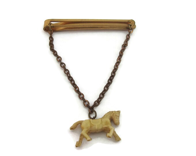 Vintage Men's Tie Bar Clip Jewelry: Old Giant Grip Brand Trotting Horse Design