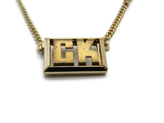 CK Initials Block Letters Monogram Tie Chain Gold… - image 2