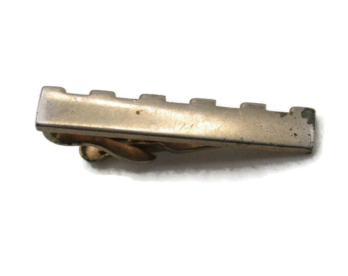 Square Beveled Edge Tie Clip Tie Bar Men's Jewelry Gold Tone