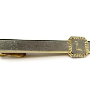 Vintage Initial &quot;L&quot; Tie Clip: Gold & Silver Tone Tie Bar