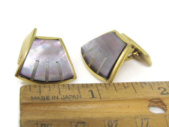 Gorgeous Dark Mother of Pearl Cufflinks for Men's… - image 5