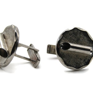 Textured And Open Tube Cuff Links Men&#39;s Jewelry Silver Tone