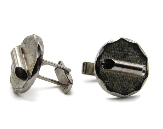 Textured And Open Tube Cuff Links Men's Jewelry Silver Tone