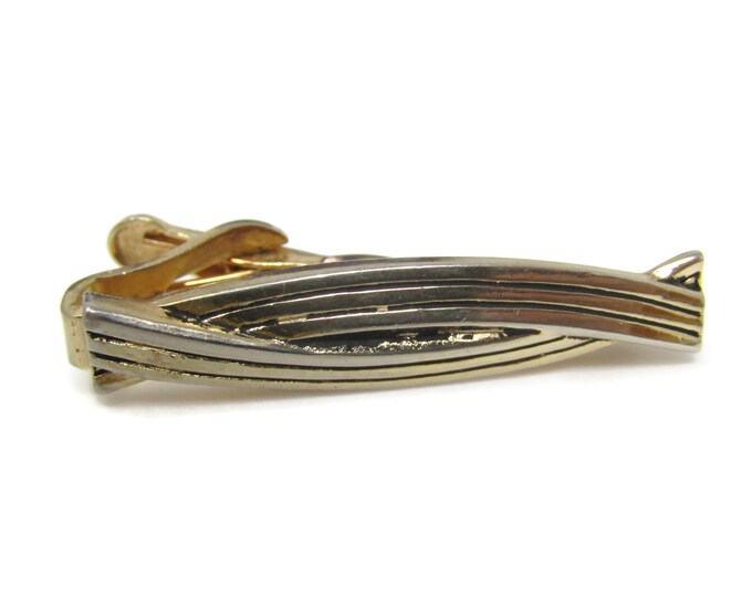 Interlocking Modernist Tie Clip Tie Bar: Vintage Gold Tone - Stand Out from the Crowd with Class