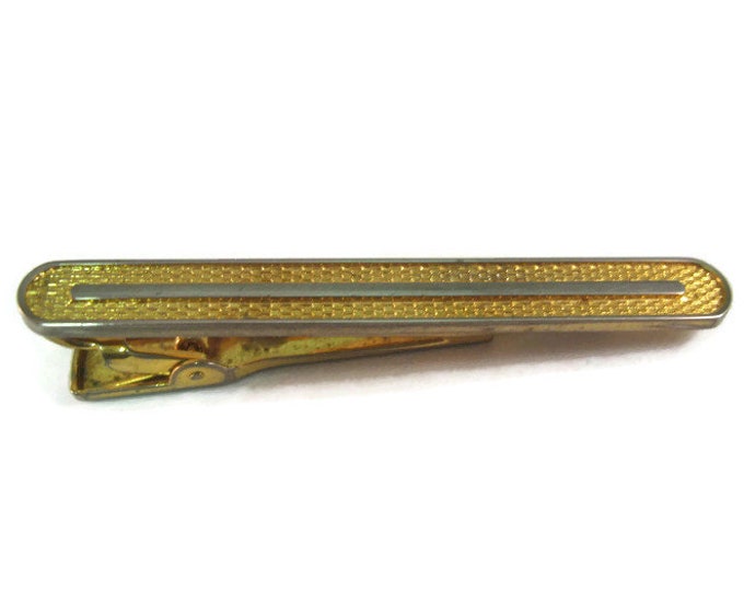 Vintage Men's Tie Bar Clip Jewelry: Great Textured Body Smooth Border and Middle Bar by Colibri
