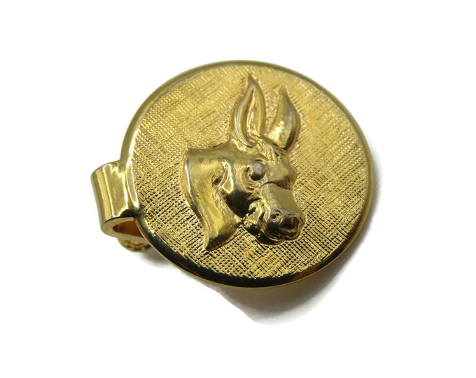 Donkey Head Round Gold Tone Tie Clip Tie Bar Men's Jewelry