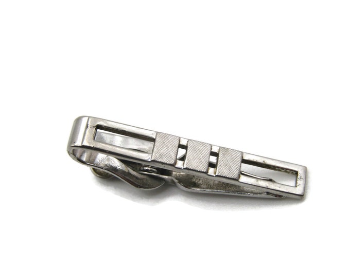 Silver Tone Open Body Tie Clip & Squares Industrial Design Tie Clip Tie Bar