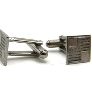 Textured Square Pattern Cuff Links Men&#39;s Jewelry Silver Tone