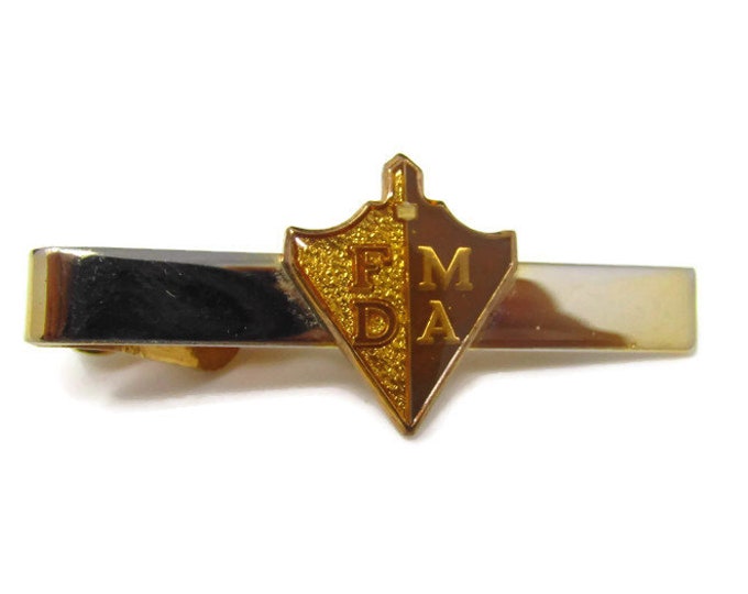 Vintage Tie Bar Tie Clip: FMDA FDMA Shield Crest Design Gold Tone