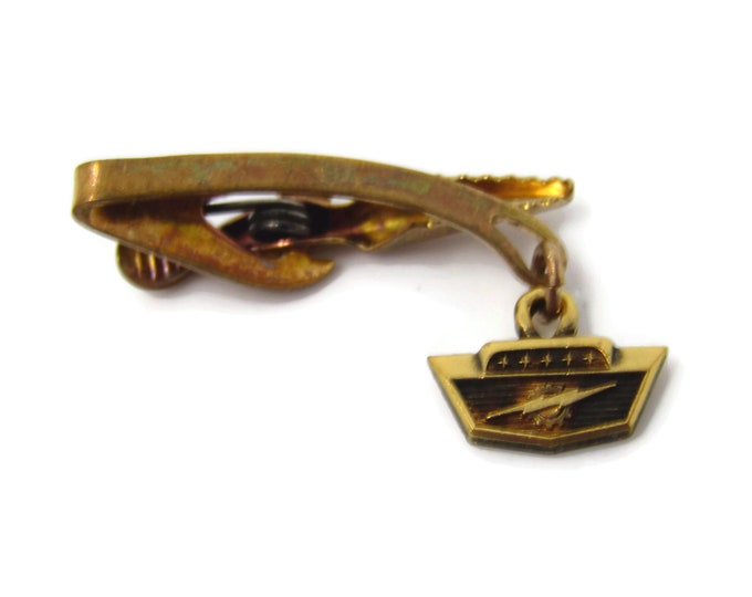 Vintage Tie Clip Tie Bar: Ford Emblem Gear & Lightning Design