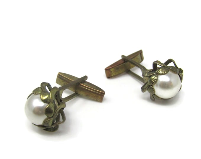Vintage Cufflinks for Men: Faux Pearl Nice Setting