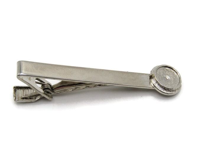 Smooth Finish Tie Bar Circle Edge Detail Silver Tone Tie Clip Men's Jewelry