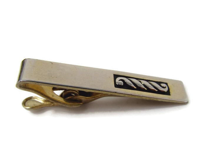 Vintage Tie Bar Clip: Twirl Twist Accent Gold Tone