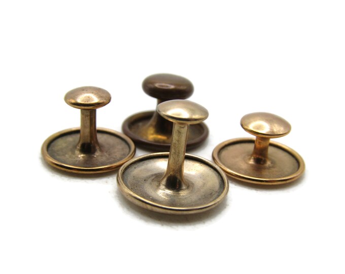 Vintage Cuff Link Button Sets Of 4 Men's Jewelry Gold Tone