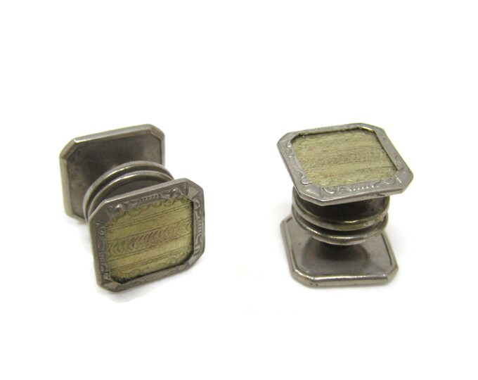 Gold Tone Center Art Deco Snap Cufflinks Vintage Men's Jewelry Beautiful Design