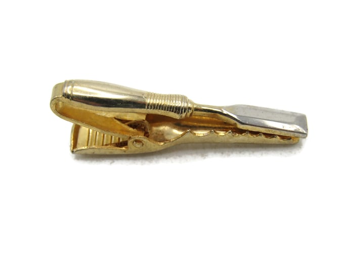 Tool Tie Clip Silver & Gold Tone Tie Bar Modernist Men's Jewelry