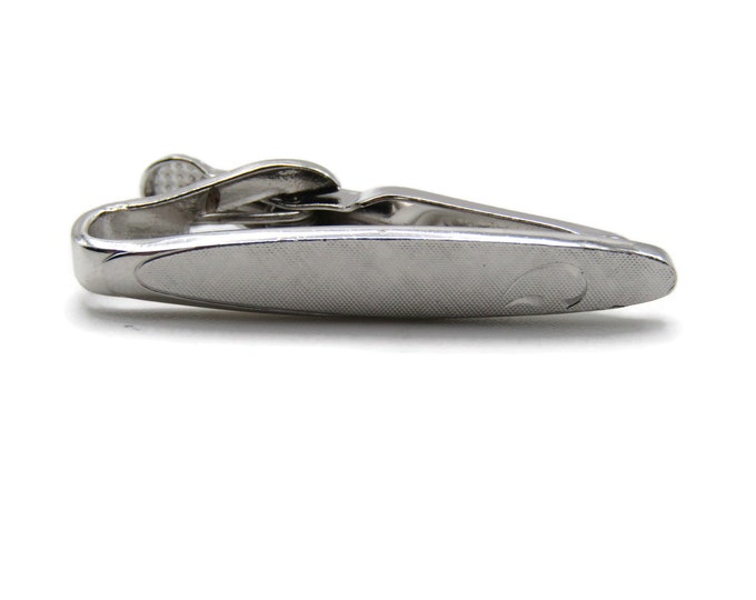 Textured Rounded Edge Etched Design Silver Tone Modernist Tie Clip Tie Bar Men's Jewelry
