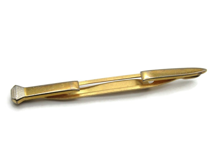 Staff Shaped Gold Tone Open Body Tie Clip Tie Bar Men's Jewelry