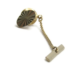 Starburst Design Oval Tie Lapel Pin Gold Tone Men&#39;s Jewelry