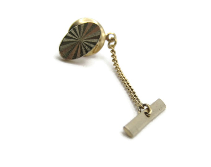 Starburst Design Oval Tie Lapel Pin Gold Tone Men's Jewelry