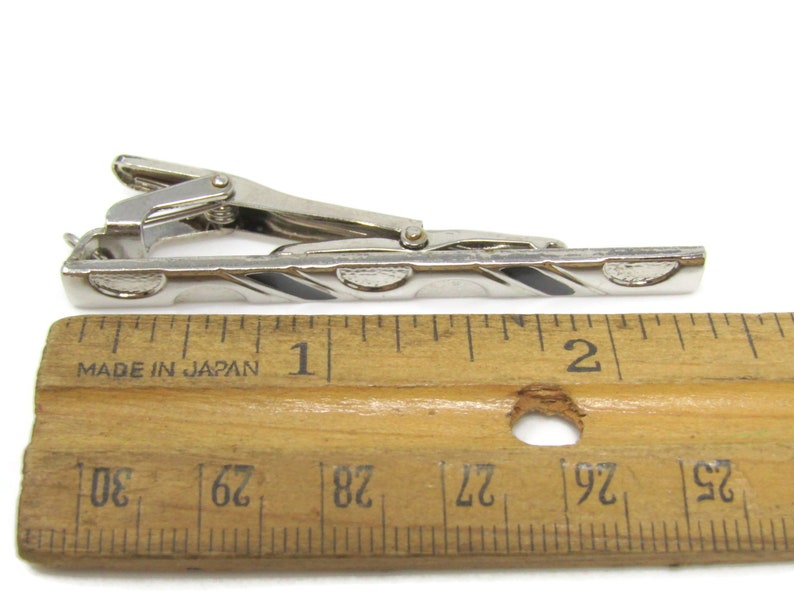 Modernist Black Marks /& Circles Tie Clip Bar Silver Tone Vintage Men/'s Jewelry Nice Design
