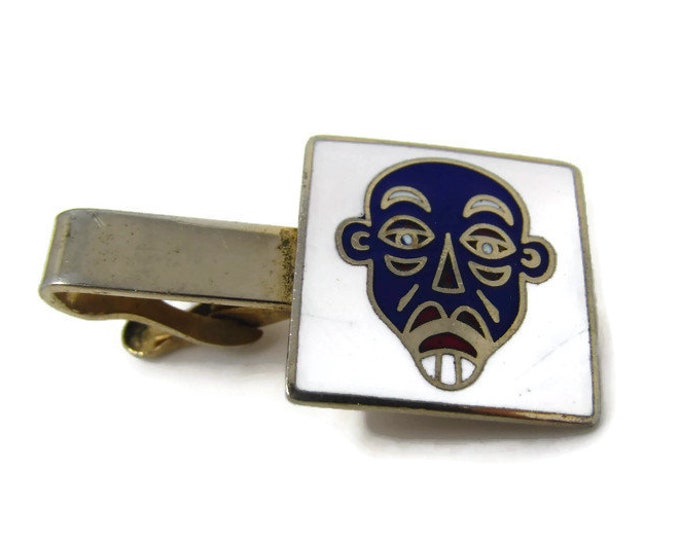 Blue Mask Tie Clip Vintage Tie Bar: Amazing Design