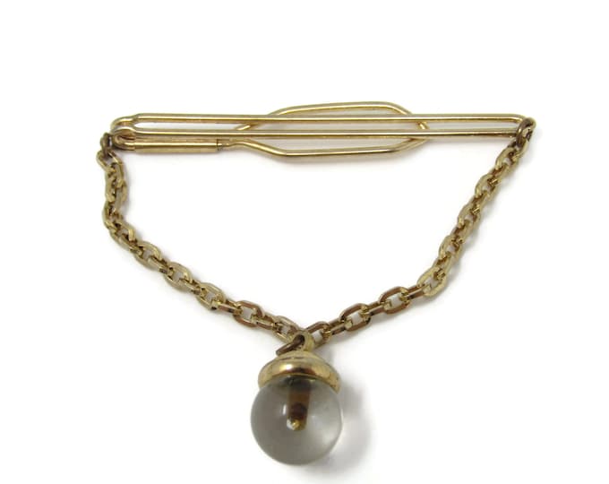 Clear Ball Chain Design Tie Clip Tie Bar: Vintage Gold Tone - Stand Out from the Crowd with Class